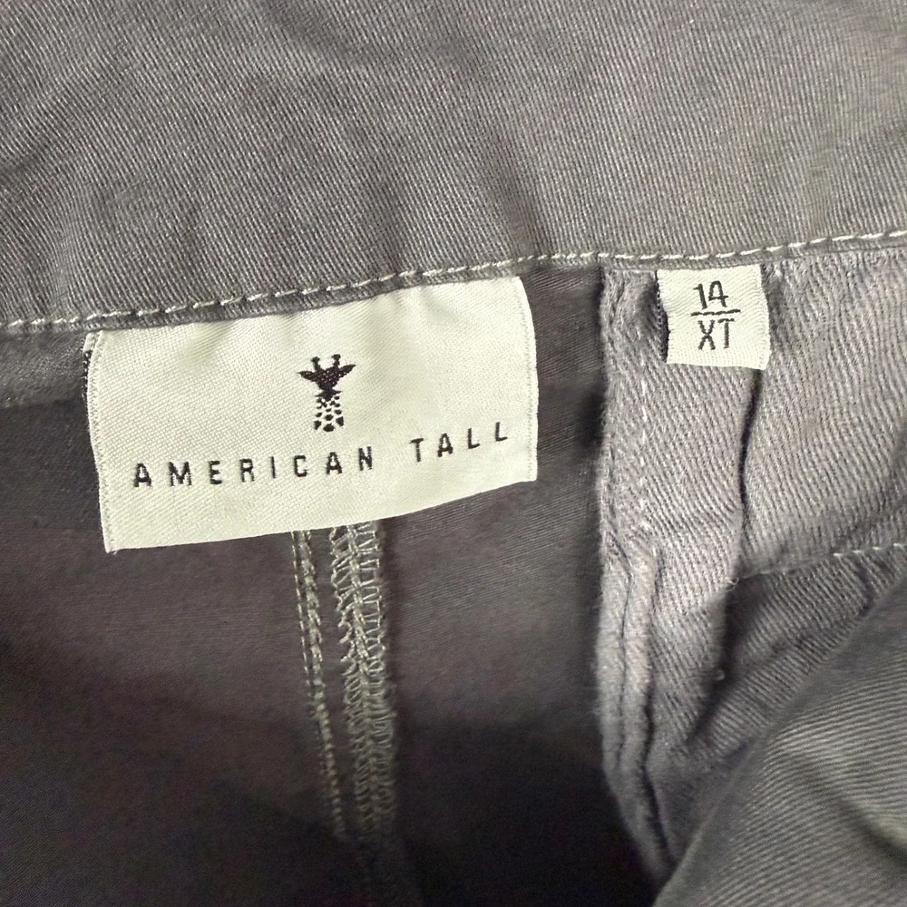 American Tall Chino Pants Womens 14 XT Gray Stretch Cotton Slim Leg AW-PC-10793